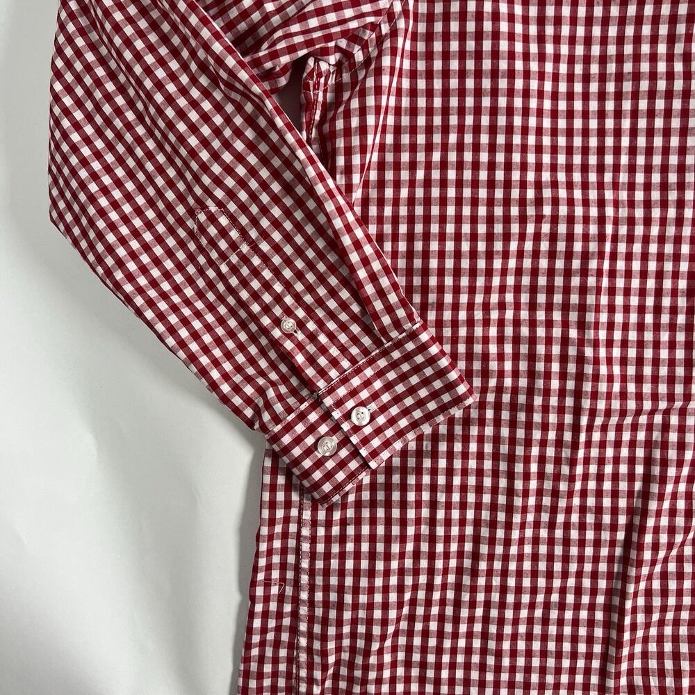 Galaxy‎ Men's Red/White Check Woven Button-Up Shirt Long Sleeve XL - Picture 4 of 7